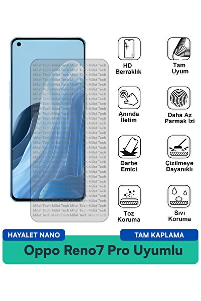 Milat Tech طبقة حماية للشاشة من نوع Oppo Reno7 Pro Hayalet Nano هي هيكل رقيق ...