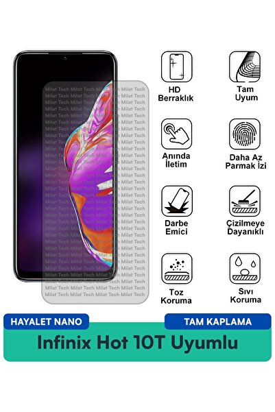 Milat Tech فيلم حماية الشاشة Infinix Hot 10T Hayalet Nano مقاوم للخدوش والصدمات
