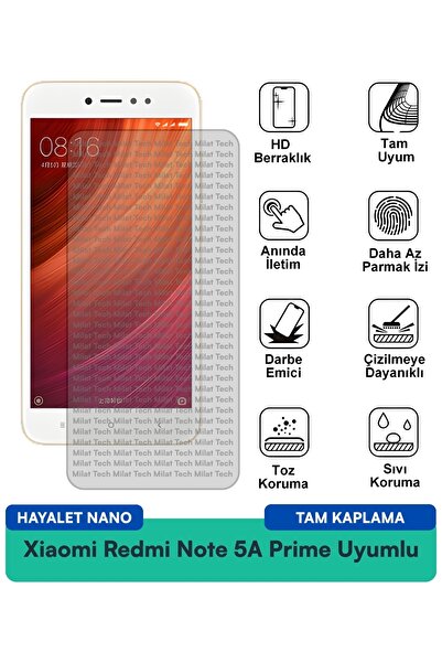 Milat Tech طبقة حماية للشاشة من Xiaomi Redmi Note 5A Prime Hayalet Nano مقاوم...