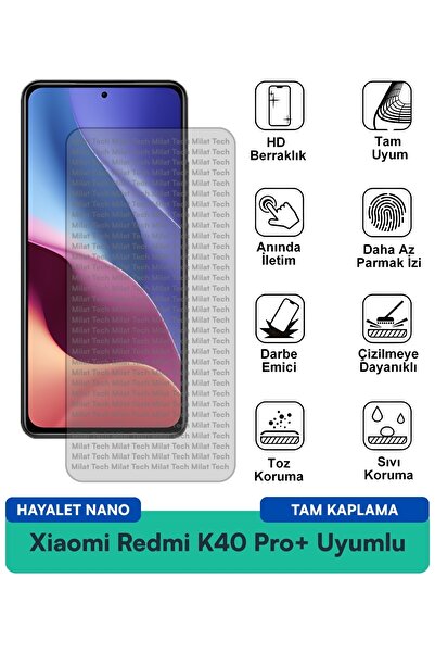 Milat Tech Xiaomi Redmi K40 Pro+ Hayalet Nano طبقة حماية للشاشة مضادة للخدش و...