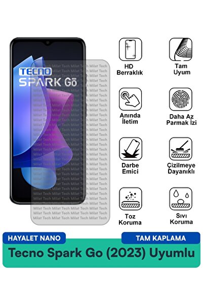 Milat Tech فيلم حماية الشاشة Tecno Spark Go (2023) Hayalet Nano مقاوم للخدوش ...