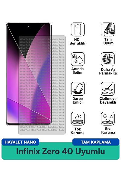 Milat Tech فيلم حماية الشاشة Infinix Zero 40 Ghost Nano مقاوم للخدوش والصدمات