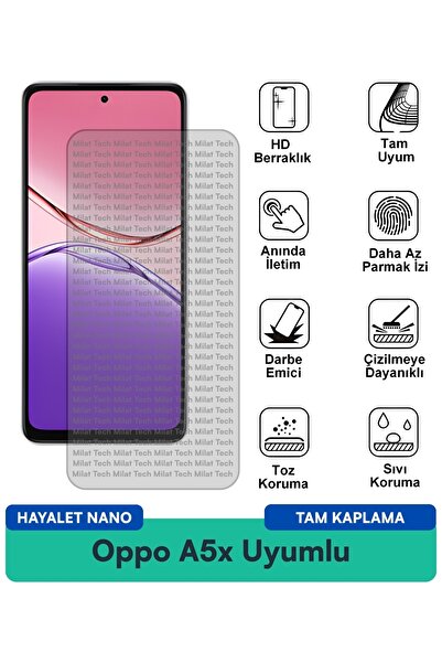 Milat Tech طبقة حماية للشاشة من Oppo A5x Hayalet Nano، لمسة مرنة وناعمة