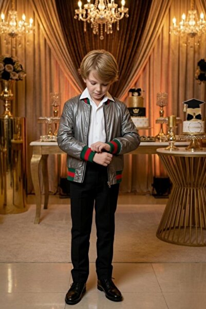 HÇ Hülya Çelik KİDSWEAR 2018 معطف واق من المطر باللون الرمادي للرجال