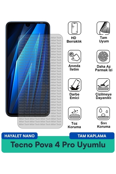 Milat Tech طبقة حماية للشاشة من تكنو بوفا 4 برو جوست نانو مقاومة للخدوش والصدمات
