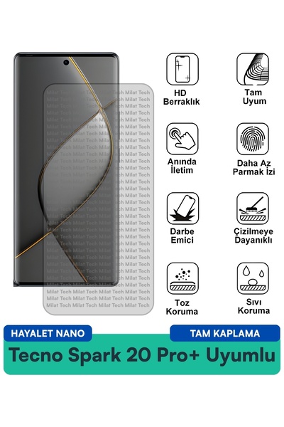 Milat Tech فيلم حماية الشاشة تكنو سبارك 20 برو+ هايلايت نانو، فيلم خصوصية متين