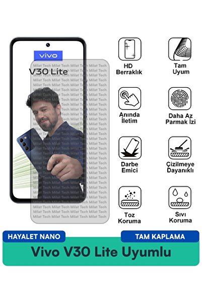Milat Tech فيلم حماية الشاشة Vivo V30 Lite Ghost Nano مقاوم للخدوش والصدمات