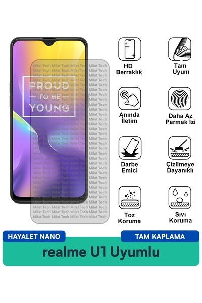 Milat Tech فيلم حماية الشاشة Realme U1 Ghost Nano مقاوم للخدوش والصدمات