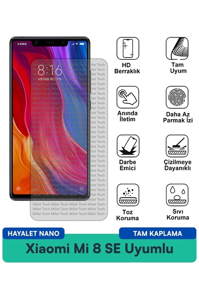 Milat Tech طبقة حماية للشاشة من Xiaomi Mi 8 SE Hayalet Nano مقاومة للخدوش وال...