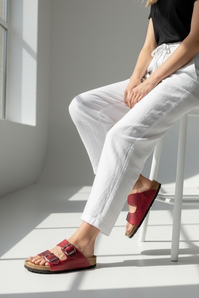 Land of Cork Albus Червона шкіра Анатомічна підошва з грибковим малюнком