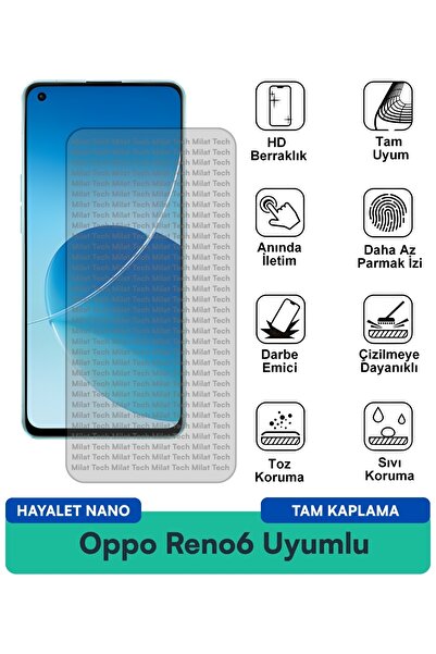 Milat Tech طبقة حماية للشاشة من نوع Oppo Reno6 Ghost Nano مقاومة للخدوش والصدمات