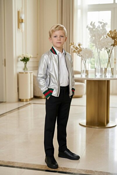 HÇ Hülya Çelik KİDSWEAR 2018 Men's Bomber Silver Raincoat