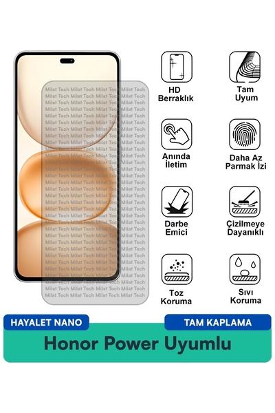 Milat Tech فيلم حماية الشاشة Honor Power Hayalet Nano مقاوم للخدوش والصدمات