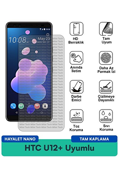 Milat Tech فيلم حماية الشاشة HTC U12+ Hayalet Nano ذو ملمس حساس عند اللمس