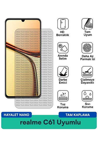 Milat Tech فيلم حماية الشاشة نانو جوست من ريلمي C61 مقاوم للخدوش والصدمات
