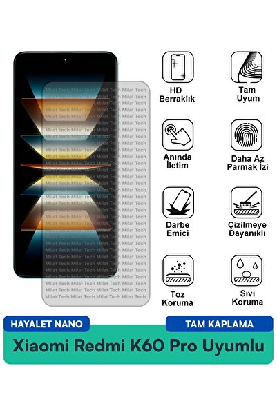 Milat Tech فيلم حماية الشاشة Xiaomi Redmi K60 Pro Hayalet Nano طويل الأمد وسه...
