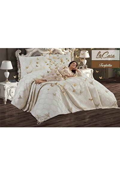 LACASA HOME LINEN FARFALLA JAKARLI 5 D NAKIŞ İŞLEMELİ KELEBEK APLİKLİ ÇİFT Kİ...
