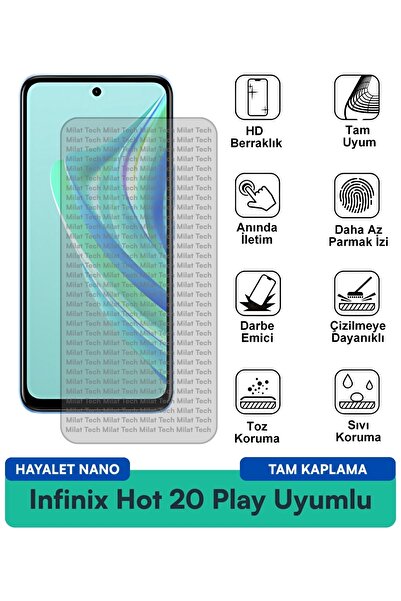Milat Tech Infinix Hot 20 Play Hayalet Nano طبقة حماية للشاشة مضادة للخدش وهي...