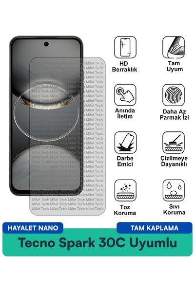 Milat Tech فيلم حماية الشاشة تكنو سبارك 30 سي هايلايت نانو ذو ملمس ناعم عند ا...