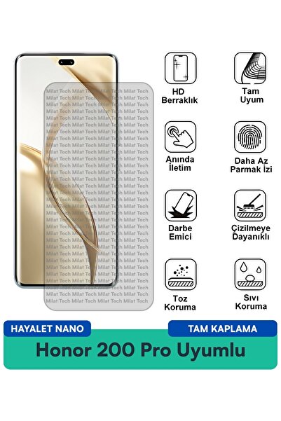 Milat Tech فيلم حماية الشاشة Honor 200 Pro Hayalet Nano مقاوم للخدوش والصدمات