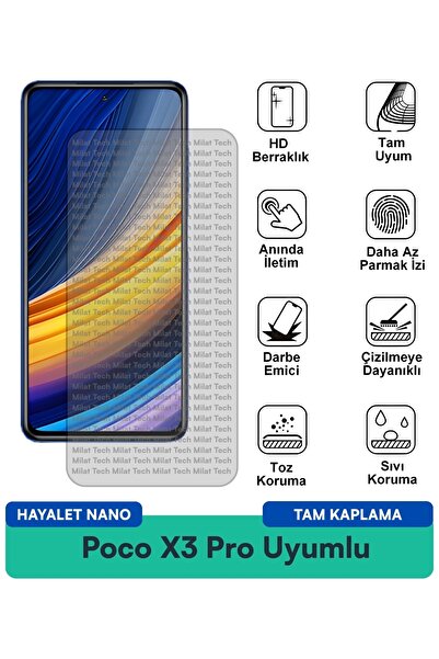 Milat Tech طبقة حماية للشاشة من نوع Poco X3 Pro Ghost Nano مقاومة للخدوش والص...
