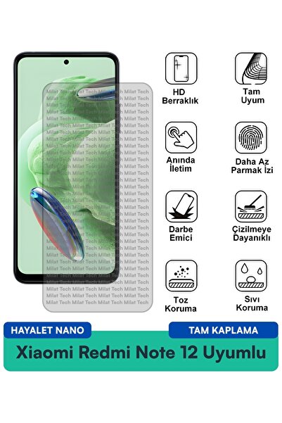 Milat Tech فيلم حماية الشاشة Xiaomi Redmi Note 12 Hayalet Nano مقاوم للخدوش و...