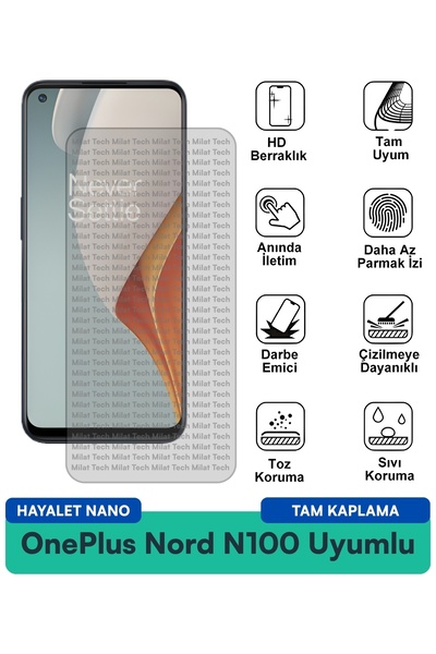Milat Tech طبقة حماية للشاشة من OnePlus Nord N100 Hayalet Nano مقاومة للخدوش ...