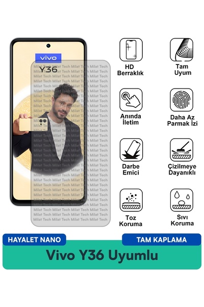 Milat Tech فيلم حماية الشاشة Vivo Y36 Ghost Nano مقاوم للخدوش والصدمات