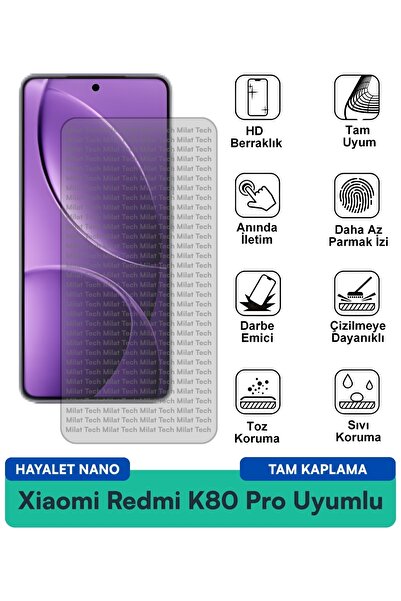 Milat Tech طبقة حماية للشاشة من Xiaomi Redmi K80 Pro Hayalet Nano مقاومة للخد...