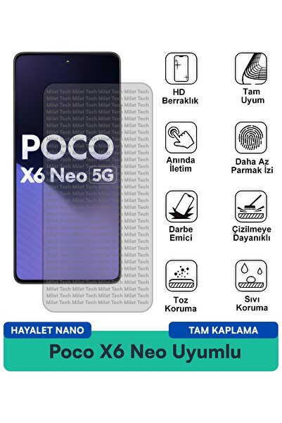 Milat Tech فيلم حماية الشاشة Poco X6 Neo Ghost Nano، تطبيق عملي بدون فقاعات