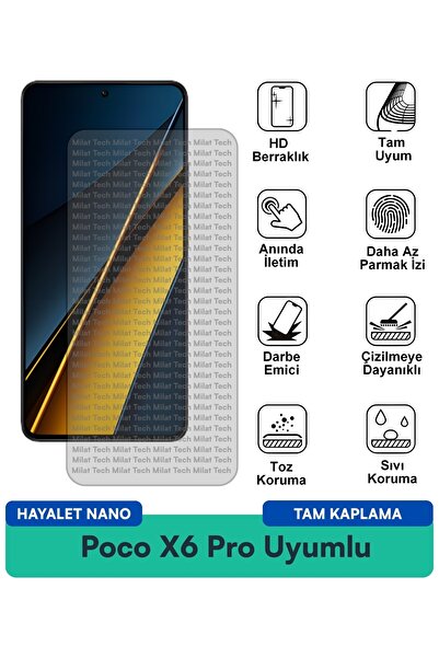 Milat Tech Poco X6 Pro Hayalet Nano Screen Protection Film Resistant to Scrat...