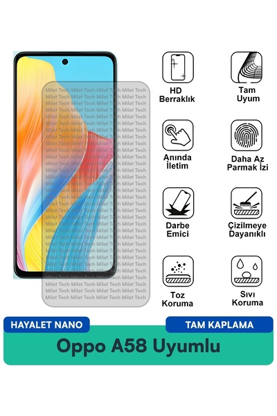 Milat Tech طبقة حماية للشاشة من نوع Oppo A58 Ghost Nano مقاومة للخدوش والصدمات