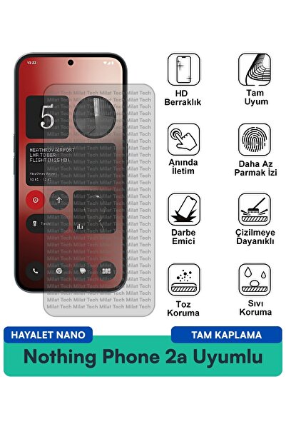 Milat Tech فيلم حماية الشاشة Nothing Phone 2a Hayalet Nano، مرن وناعم الملمس