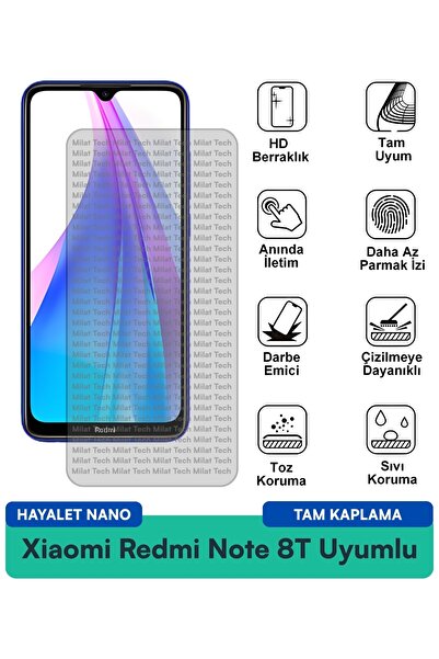 Milat Tech فيلم حماية الشاشة Xiaomi Redmi Note 8T Hayalet Nano مقاوم للخدوش و...