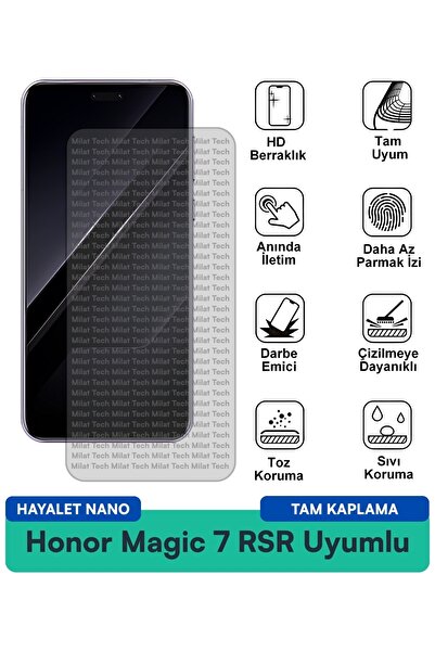 Milat Tech Honor Magic 7 RSR Hayalet Nano طبقة حماية للشاشة سطح حماية للخصوصية