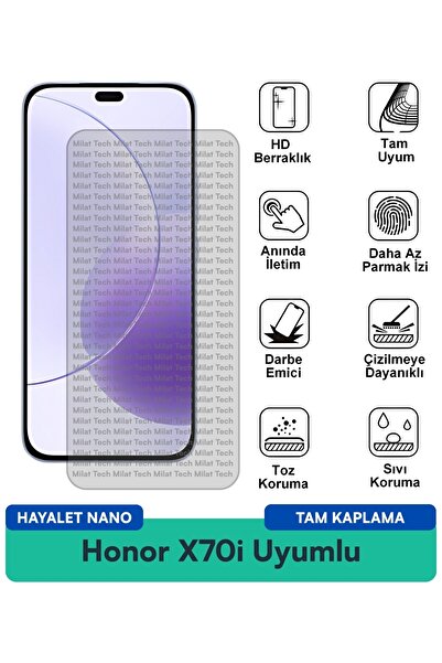Milat Tech طبقة حماية للشاشة من Honor X70i Hayalet Nano مقاومة للبقع ومضادة ل...
