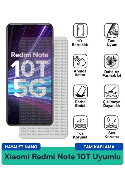 Milat Tech طبقة حماية للشاشة من Xiaomi Redmi Note 10T Hayalet Nano مقاومة للخ...