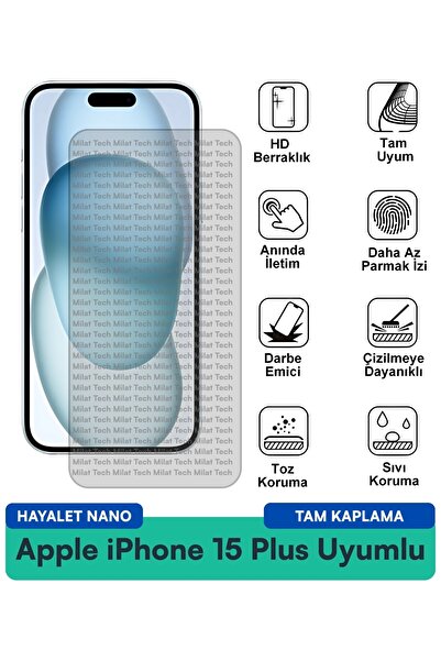 Milat Tech فيلم حماية شاشة أبل آيفون 15 بلس جوست نانو مقاوم للخدوش والصدمات