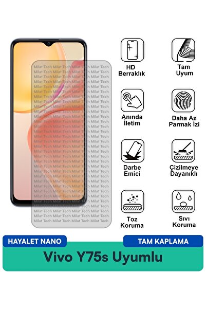 Milat Tech فيلم حماية الشاشة Vivo Y75s Hayalet Nano مقاوم للخدوش والصدمات