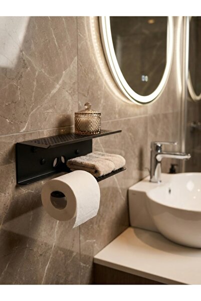 mee wall art Stainless Metal Wc Shelf Toilet Roll Holder – with Phone & Acces...