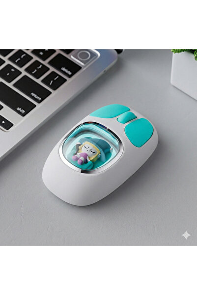 Zilvana Sevimli Oyuncak Detaylı Bluetooth Kablosuz Mouse Şarjlı Sessiz Çift M...