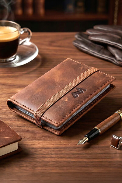 TESBİHCİBABA Mandarin Full Grain Monaco Чоловічий шкіряний гаманець для карток