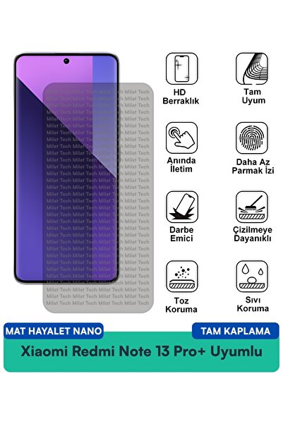 Xiaomi Redmi Note 13 Pro+ Mat Hayalet Nano Ekran Koruma Filmi Gizlilik Filtreli