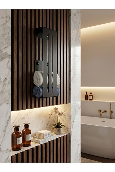 mee wall art Vertical Metal Towel Organizer |   Matte Black Screw-On Multi-To...