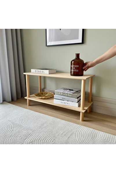 Vera Concept Home Modern Dekoratif İki Raflı Ahşap Kitaplık 110 x 30 cm Kahve...