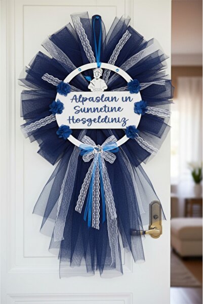 Tasarım Kişiye İsme Özel Sünnet Kapı Süsü ( Ahşap Mavi Çiçekli Sünnetimize Ho...