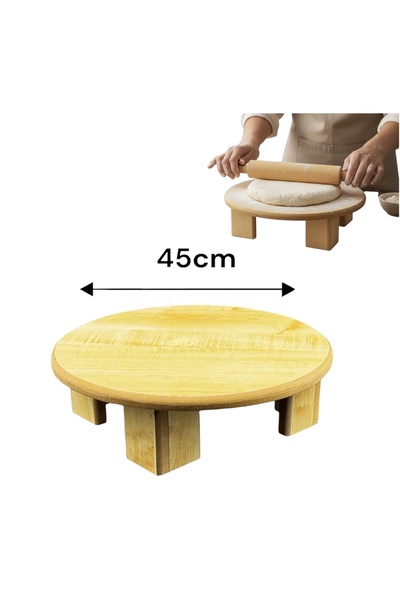 cc bin shihon High-quality, heavy-duty wooden dough rolling table, 45 cm, bei...