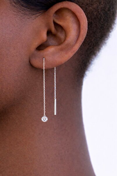 Argentum Concept 925 Ayar Gümüş Zirkon Taşlı Zincir Küpe - K020001