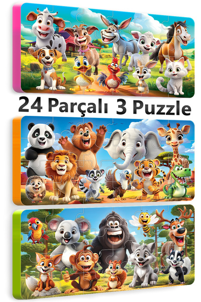 EVAKANCA 24 Parça 3'lü SET Çiftlik Orman Yaban Hayvanları