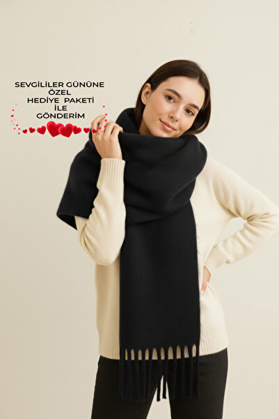 Bermody Puffy Black, cu textura moale, eșarfă pentru femei, șal pentru umăr, ...